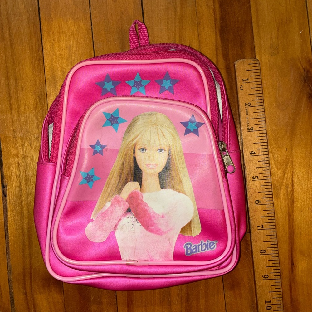 Vintage 1999 Barbie Doll Pink Mini Backpack Bag Shoulder Star Y2K 90s Girls